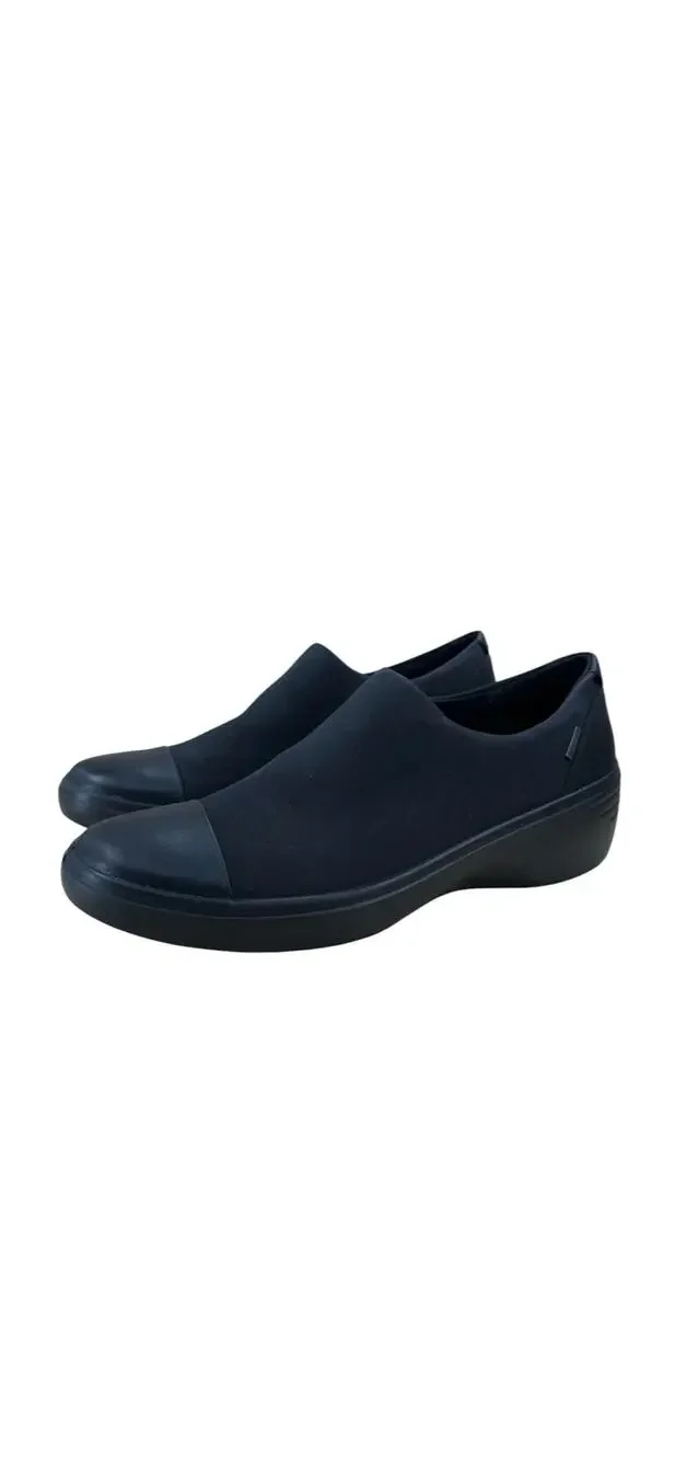 NEW ECCO Gore-Tex- Black-Women Slip on Wedge Shoes-Waterproof leather-Sz 9-9.5